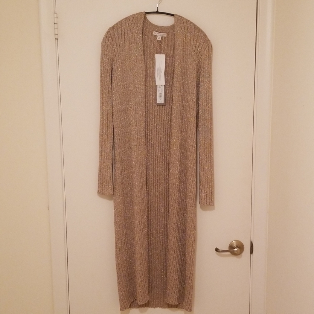 NWT New York & Co M Blush Pink Metallic Duster Eva